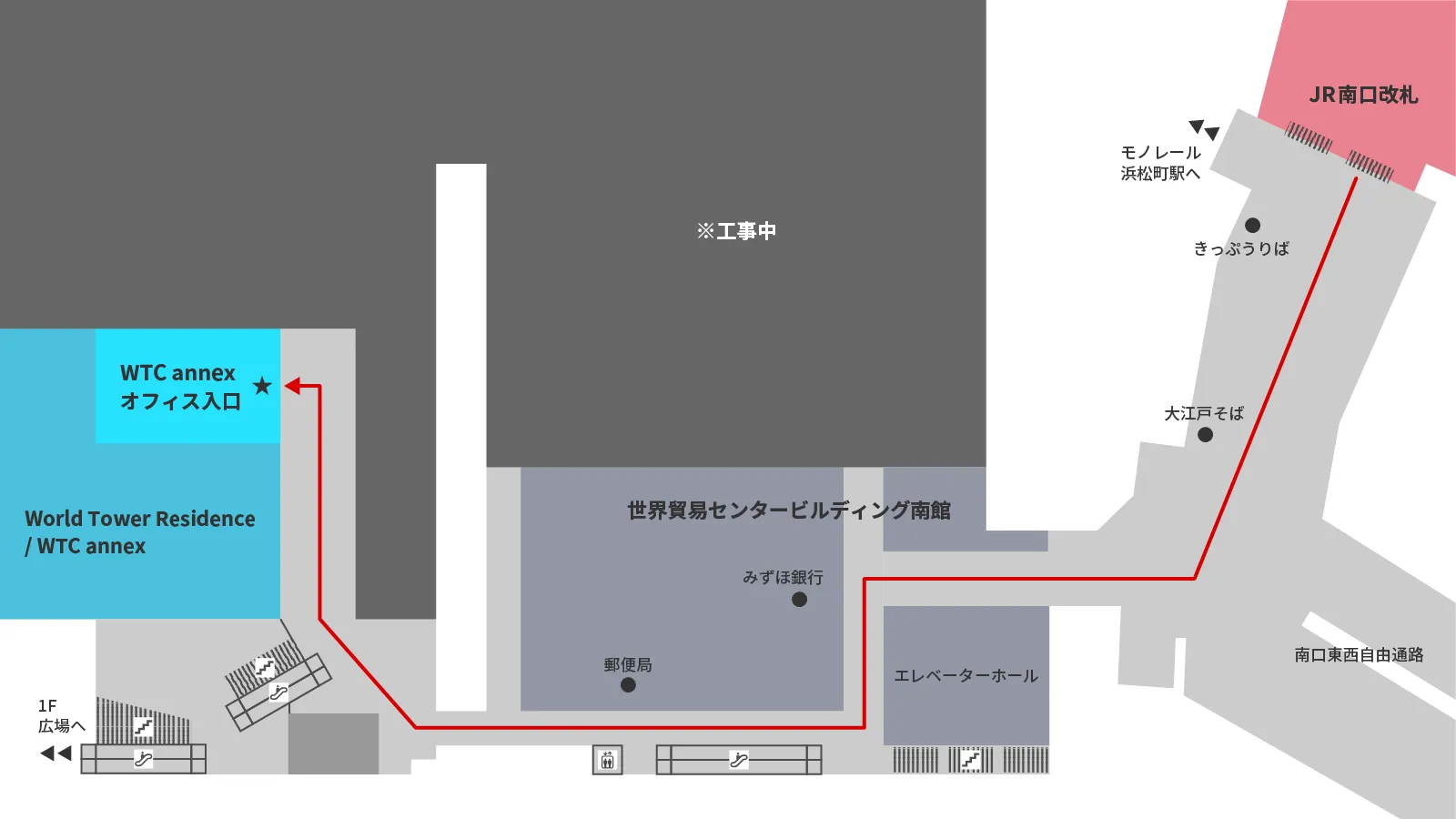 浜松町駅からの地図